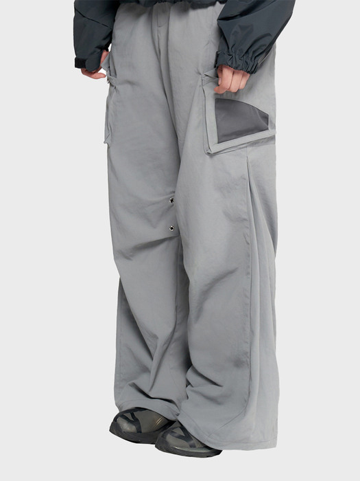 SOLID CARGO JOGGER PANTS BLUE GRAY