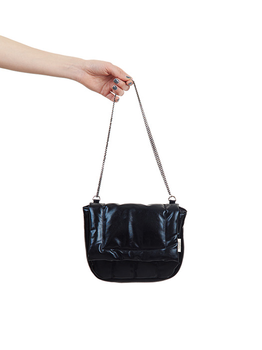 Metalic chain bag _ Black