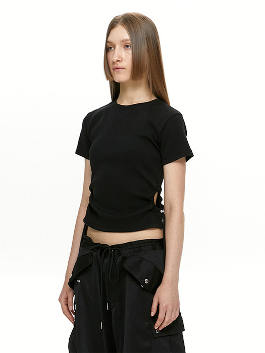CUT OUT STRING TOP / BLACK