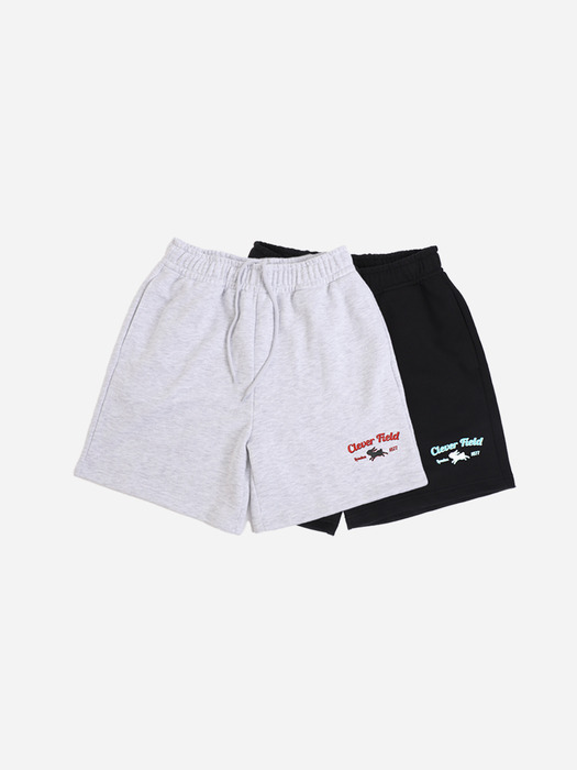 Clever essential print sweat shorts_Gray