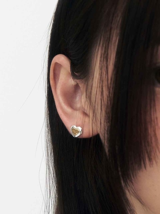 [단독] Heart combi earrings (2colors)