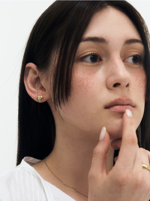 [단독] Heart combi earrings (2colors)