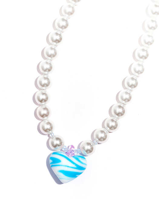 MARBLE GLASS HEART PEARL NECKLACE #102