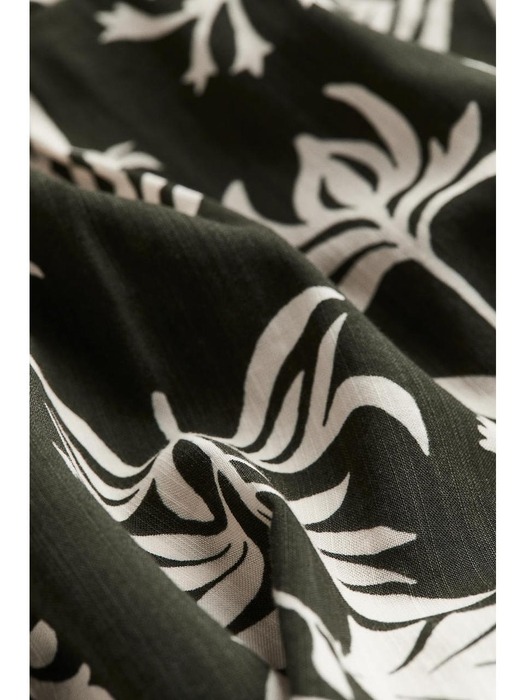 벌룬 슬리브 랩스타일 드레스 다크 그린/패턴 1178301001