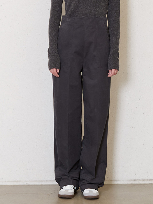 cation cotton curved pants_smoke