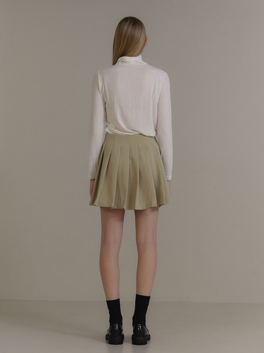 ANOETIC BUCKLE PLEATS WRAP SKIRT_BEIGE