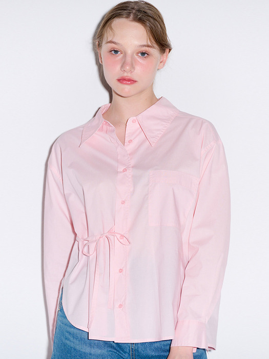 Loose fit strap detail shirt_Pink 