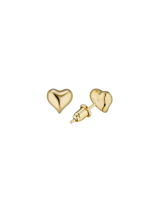 [925 silver] Deux.silver.137 / full heart earring (7mm)(gold)