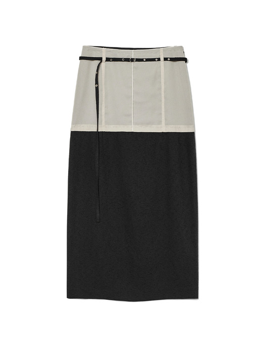 Sheer Layered Skirt Cream Black