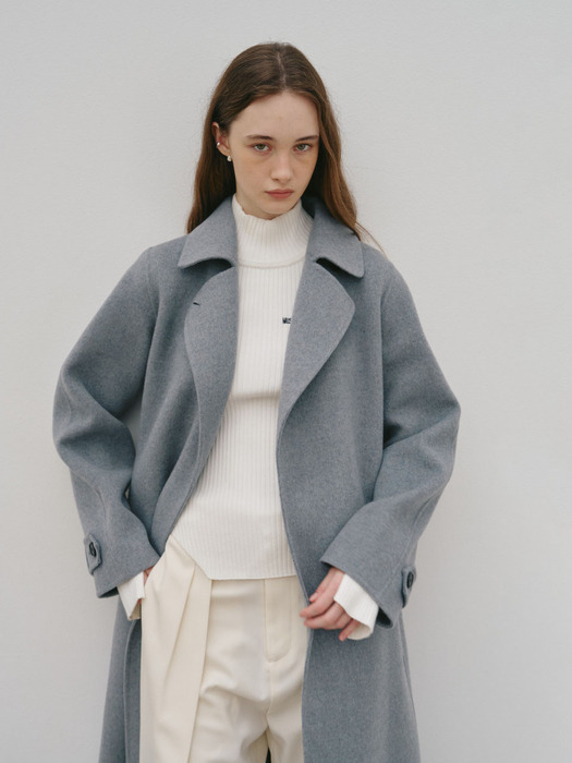 DEVA Minimal Cashmere Handmade Wool Coat_Gray