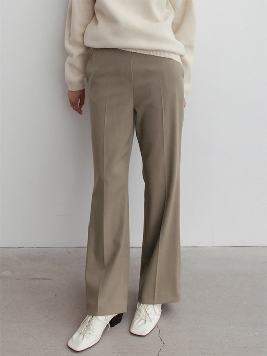 Wool Blended Straightfit Pants  Natural Brown (WE3X21C82H)