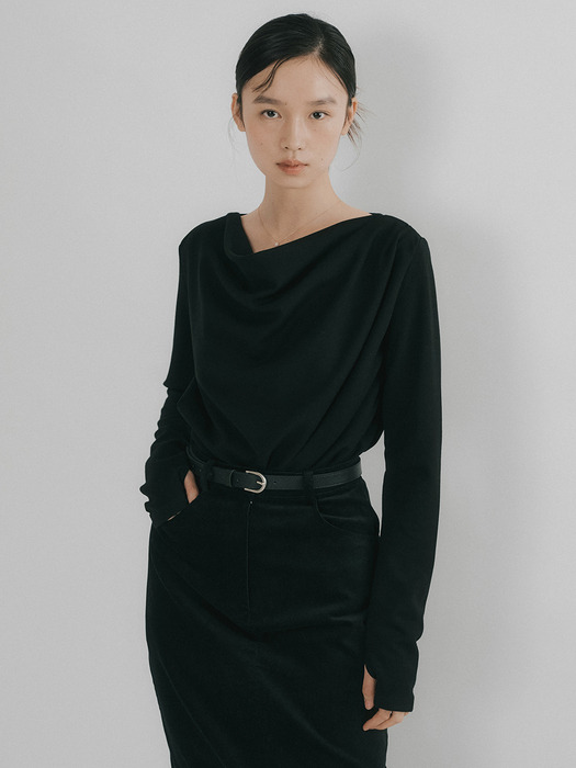 OSON DRAPE LINE T-SHIRTS BLACK