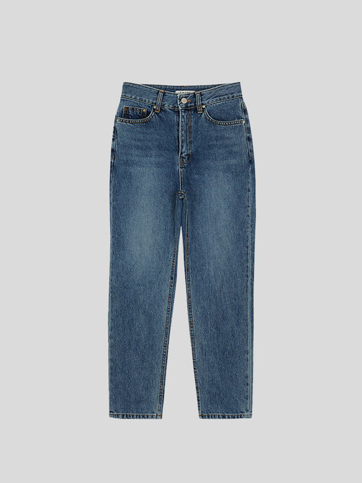 STRAIGHT DENIM PANTS - MID BLUE