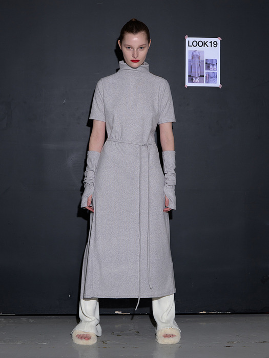 Turtle neck Wrap Long One piece Gray(워머 포함)