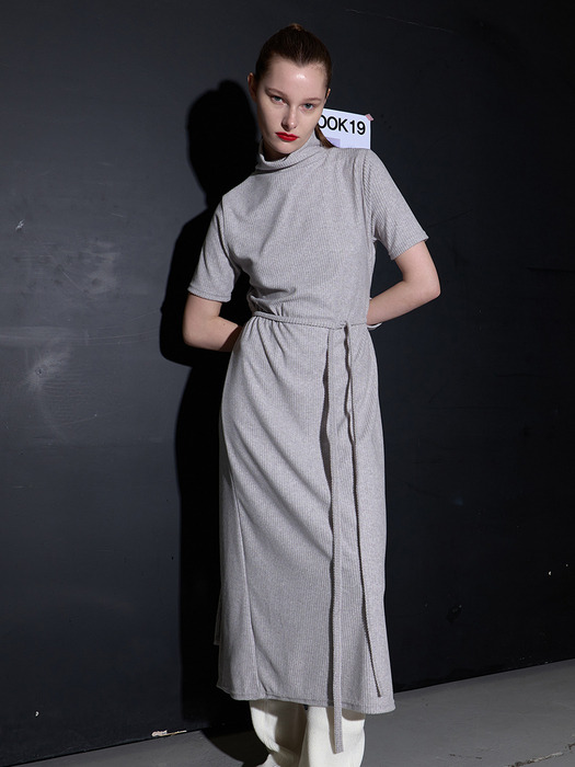 Turtle neck Wrap Long One piece Gray(워머 포함)
