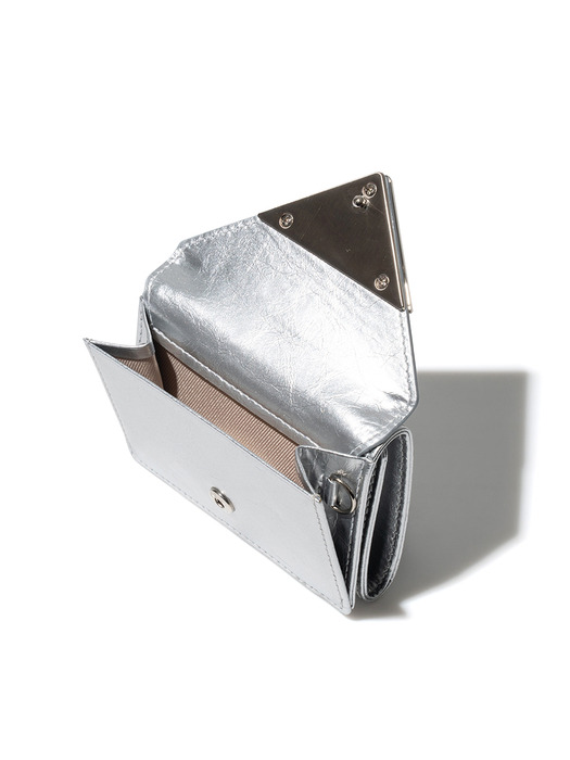 CRINKLE TRIANGLE TRIPLE WALLET D - SILVER