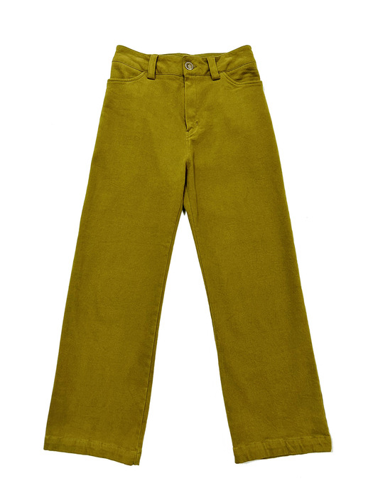 10s peach cotton straight stretch pants-Mustard