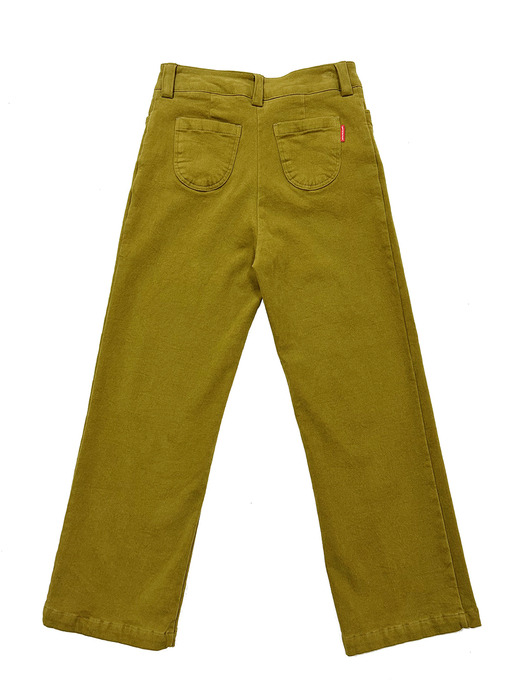 10s peach cotton straight stretch pants-Mustard