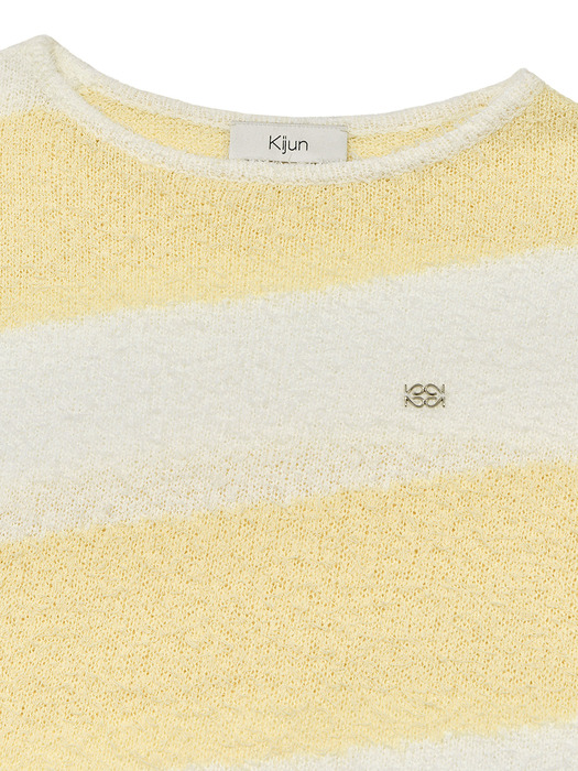 Oblique Knit Pullover Yellow Off-White