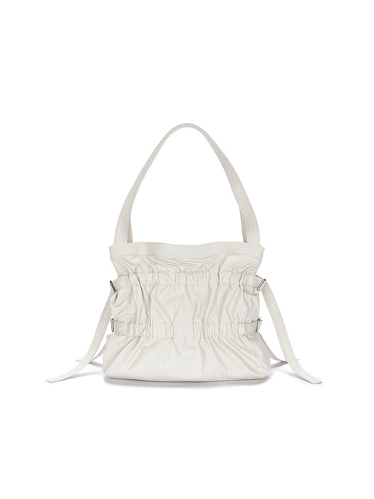 FAUX LEATHER SEASHELL BAG IN IVORY