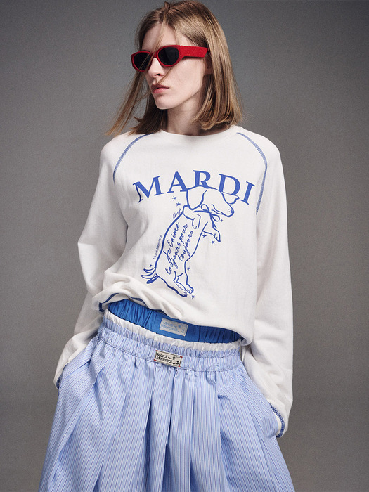 SWEATSHIRT RAGLAN SWING THE TAIL DDANJI_WHITE BLUE