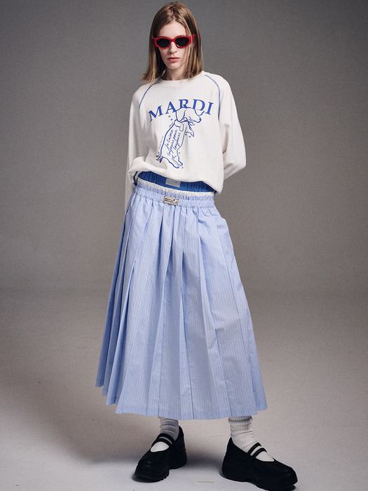 SWEATSHIRT RAGLAN SWING THE TAIL DDANJI_WHITE BLUE