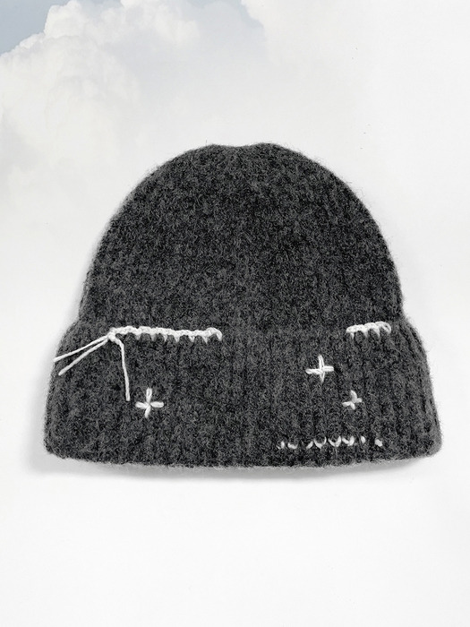 Hand Stitched Beanie_CHARCOAL