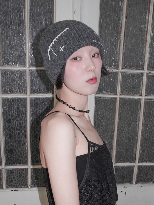 Hand Stitched Beanie_CHARCOAL