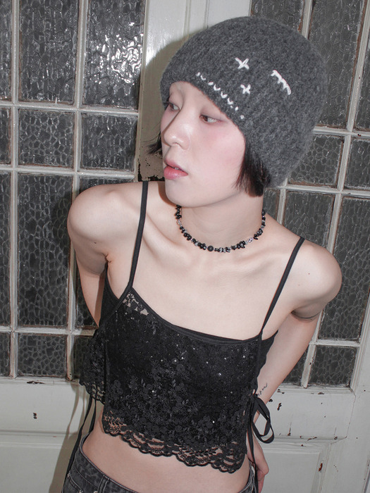 Hand Stitched Beanie_CHARCOAL