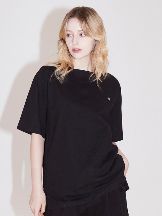 round detail ½Tee shirts_black