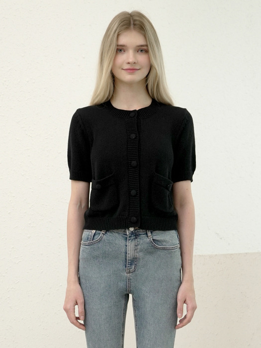 W1012 POCKET KNIT CARDIGAN_BLACK