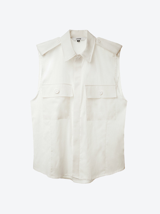 Sleeveless Safari Shirt[White(UNISEX)]_UTS-SS21