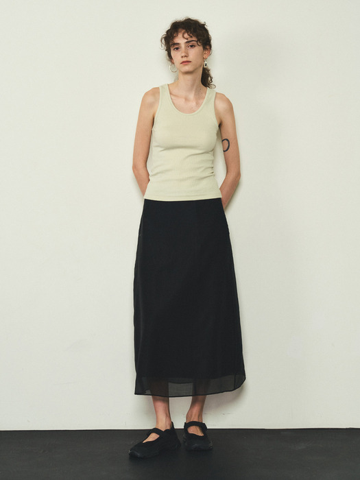 Contrast Stich Sleeveless_CTT328(Light Khaki)