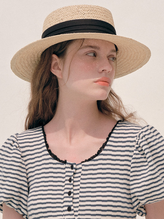 ROLA WIDE RATTAN HAT BLACK