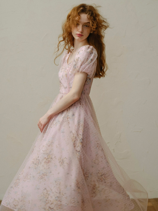 Cest_Fairy pink floral mesh dress