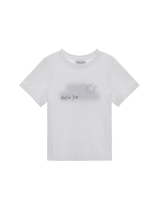 SUN EMBROIDERY GRAPHIC TOP IN WHITE