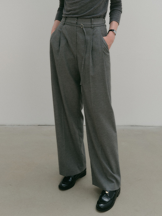 로안 울 턱 벨티드 팬츠 / LOAN WOOL TUCK BELTED PANTS_2colors