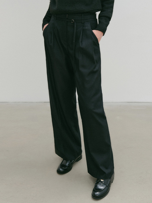 로안 울 턱 벨티드 팬츠 / LOAN WOOL TUCK BELTED PANTS_2colors