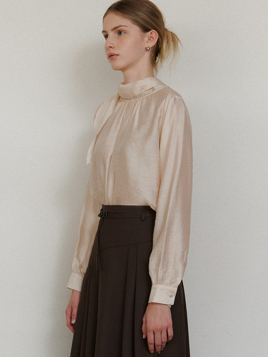 comos 1218 high neck tie blouse (3color)