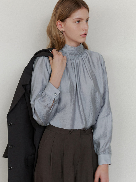 comos 1218 high neck tie blouse (3color)