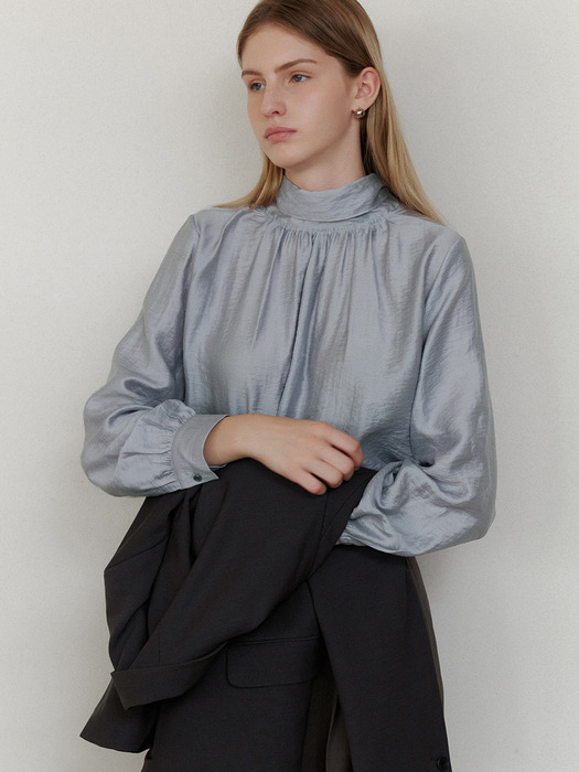 comos 1218 high neck tie blouse (3color)