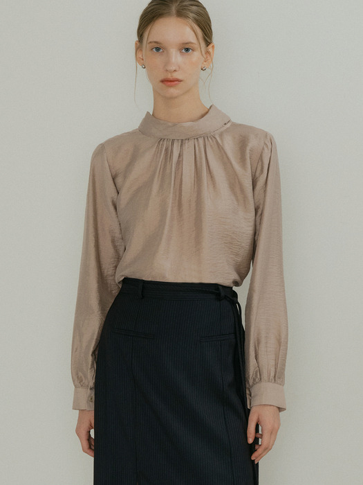 comos 1218 high neck tie blouse (3color)