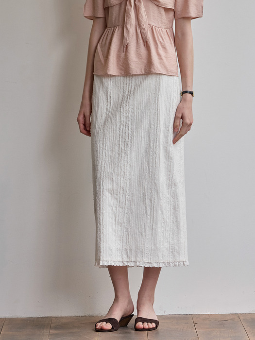 Fringe lace frill skirt - Off white