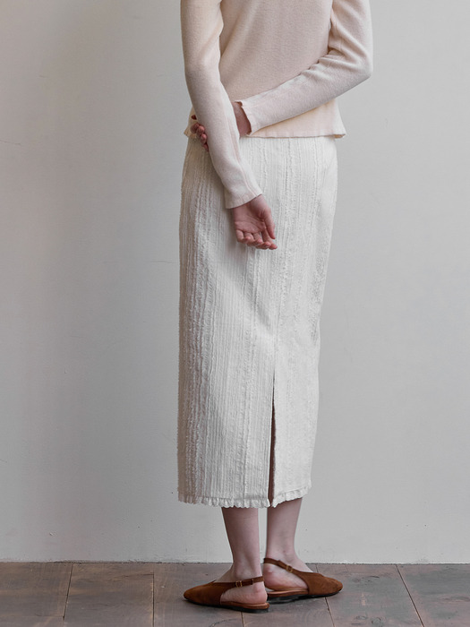 Fringe lace frill skirt - Off white
