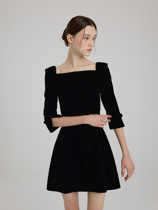 Velour Ribbon Dress - Mini