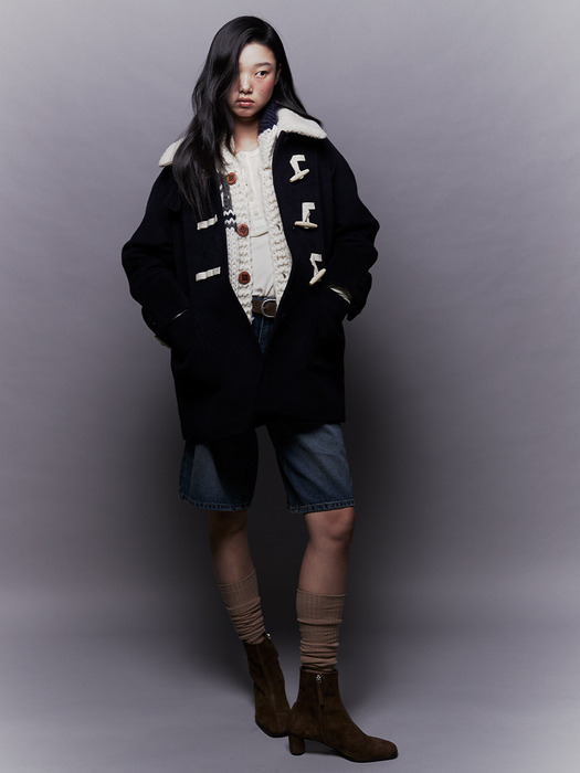 Fur Collar Duffle Half Coat