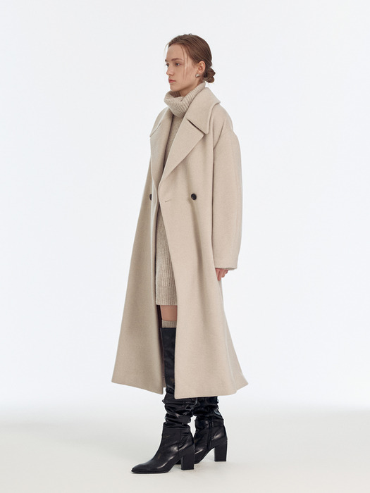 Wide-collar Double Long Coat_2color