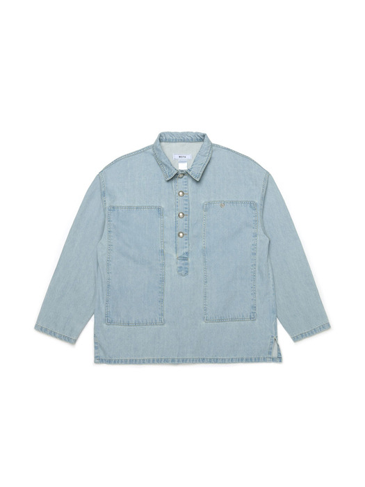 button pullover denim shirts