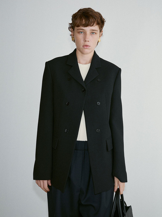 TWIST TWILL WOOL TAILORED JACKET (BLACK)