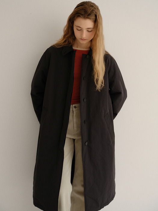 padded trench coat (black)